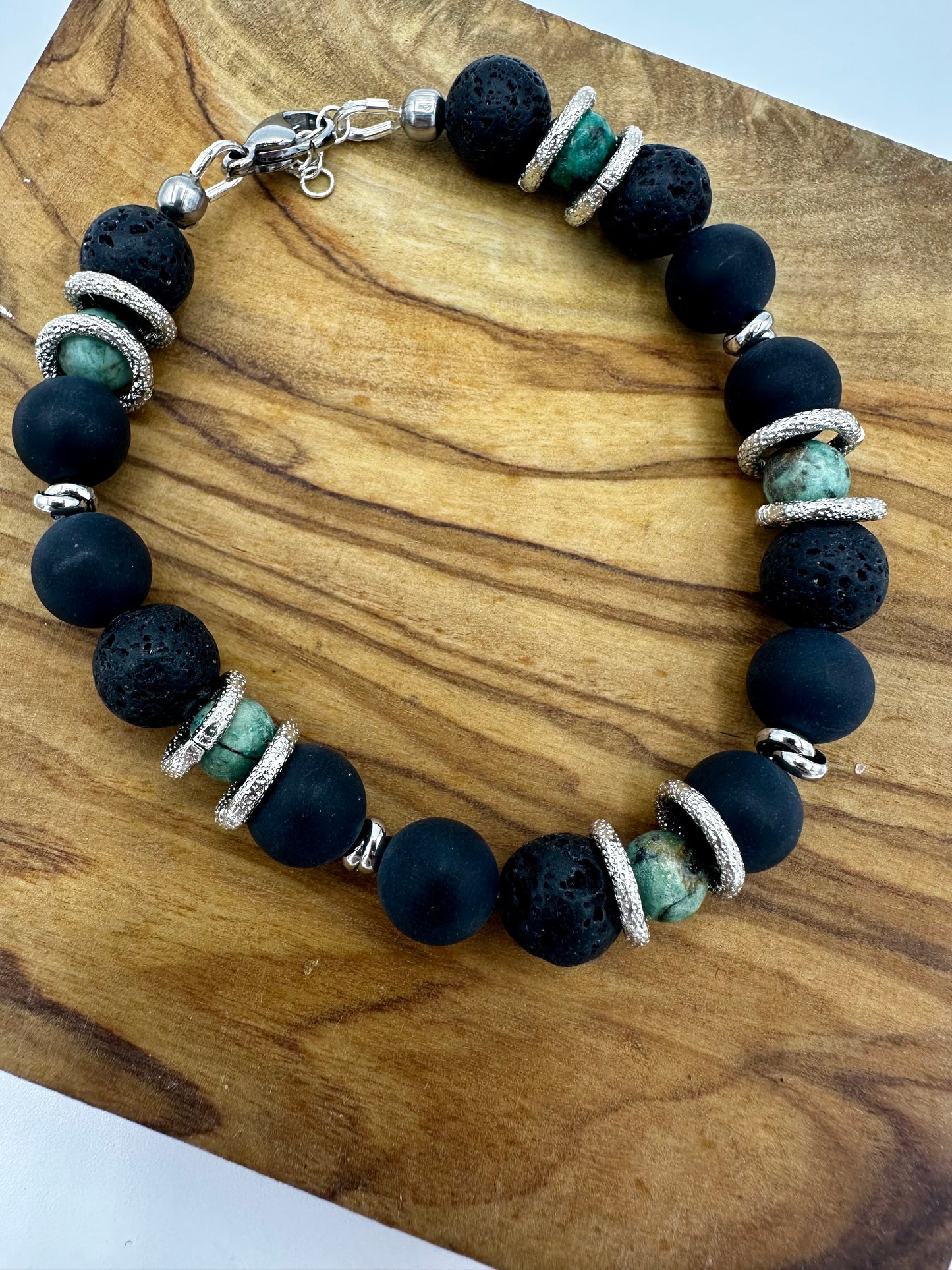 BRACCIALE CON ONICE, LAVA E TURCHESE AFRICANO