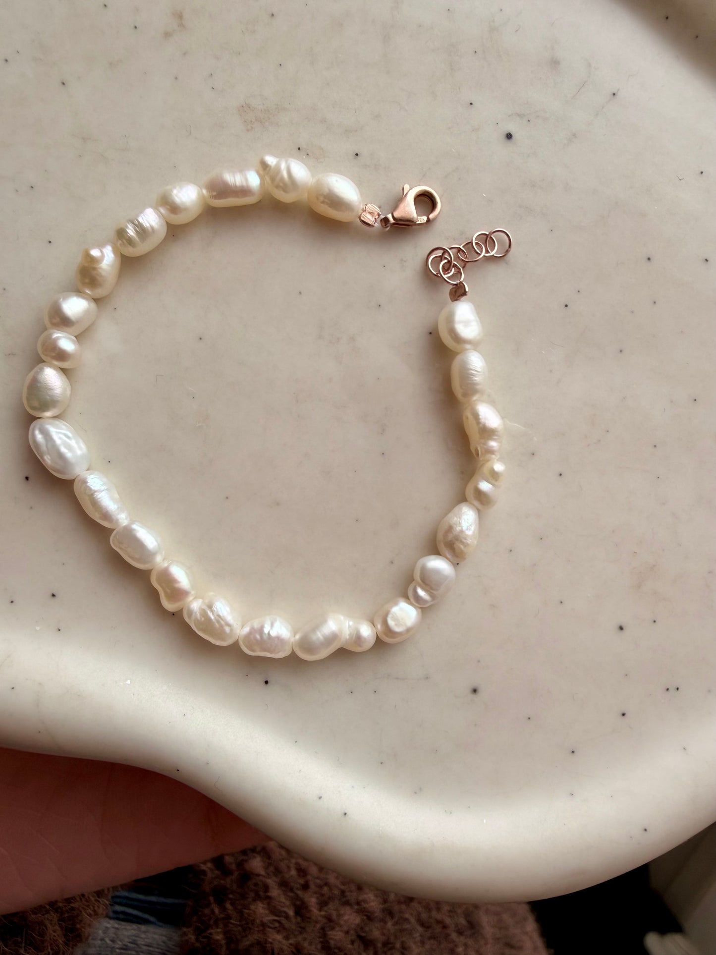 BRACCIALE PERLE RISINO NATURALI BASE ARGENTO