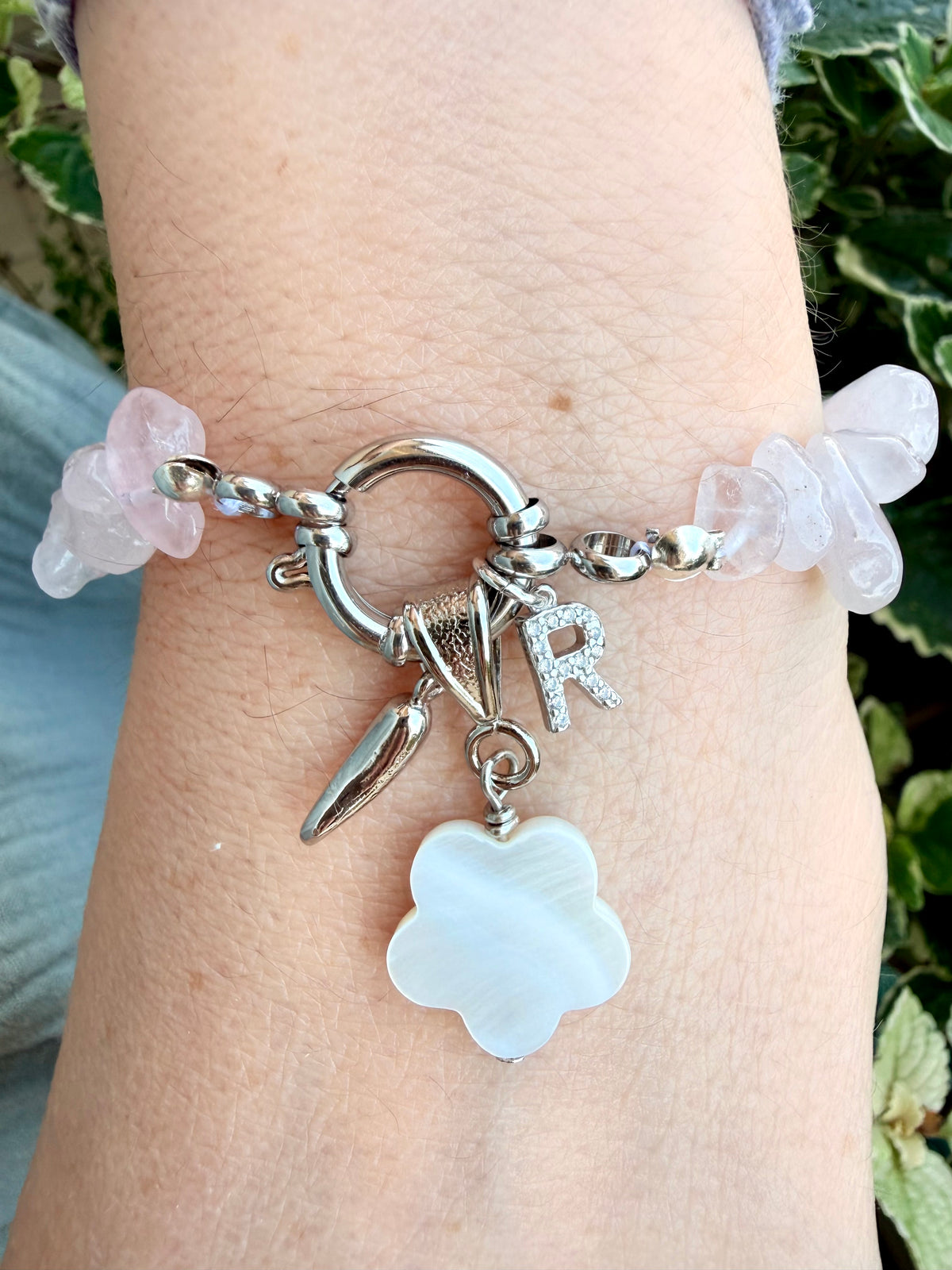 BRACCIALE QUARZO ROSA PERSONALIZZATO
