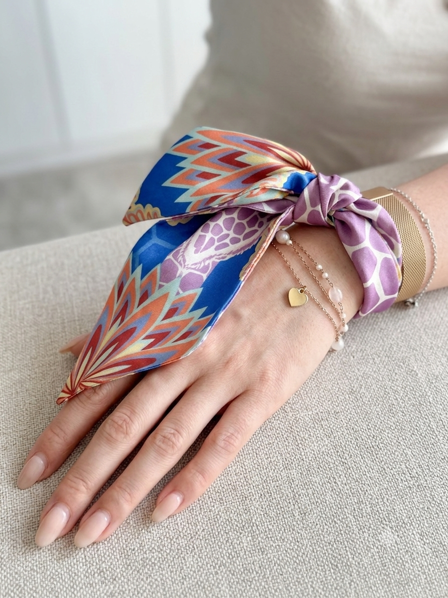 BANDANA FOULARD CON GIRAFFA MULTICOLORE