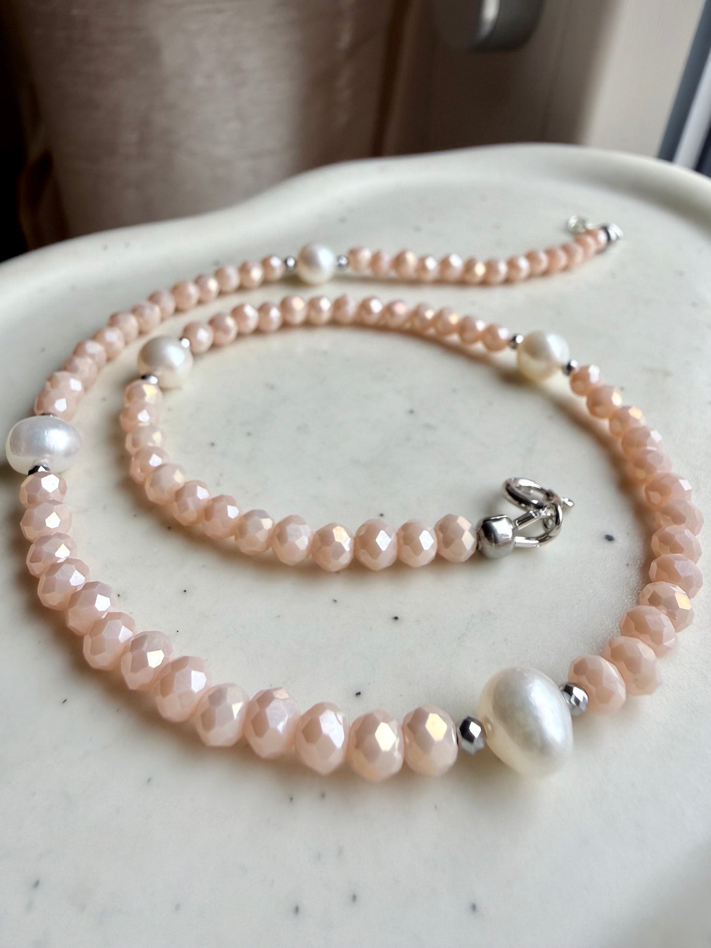 COLLANA CRISTALLI ALTERNATI DA PERLE E PEPITE ARGENTO