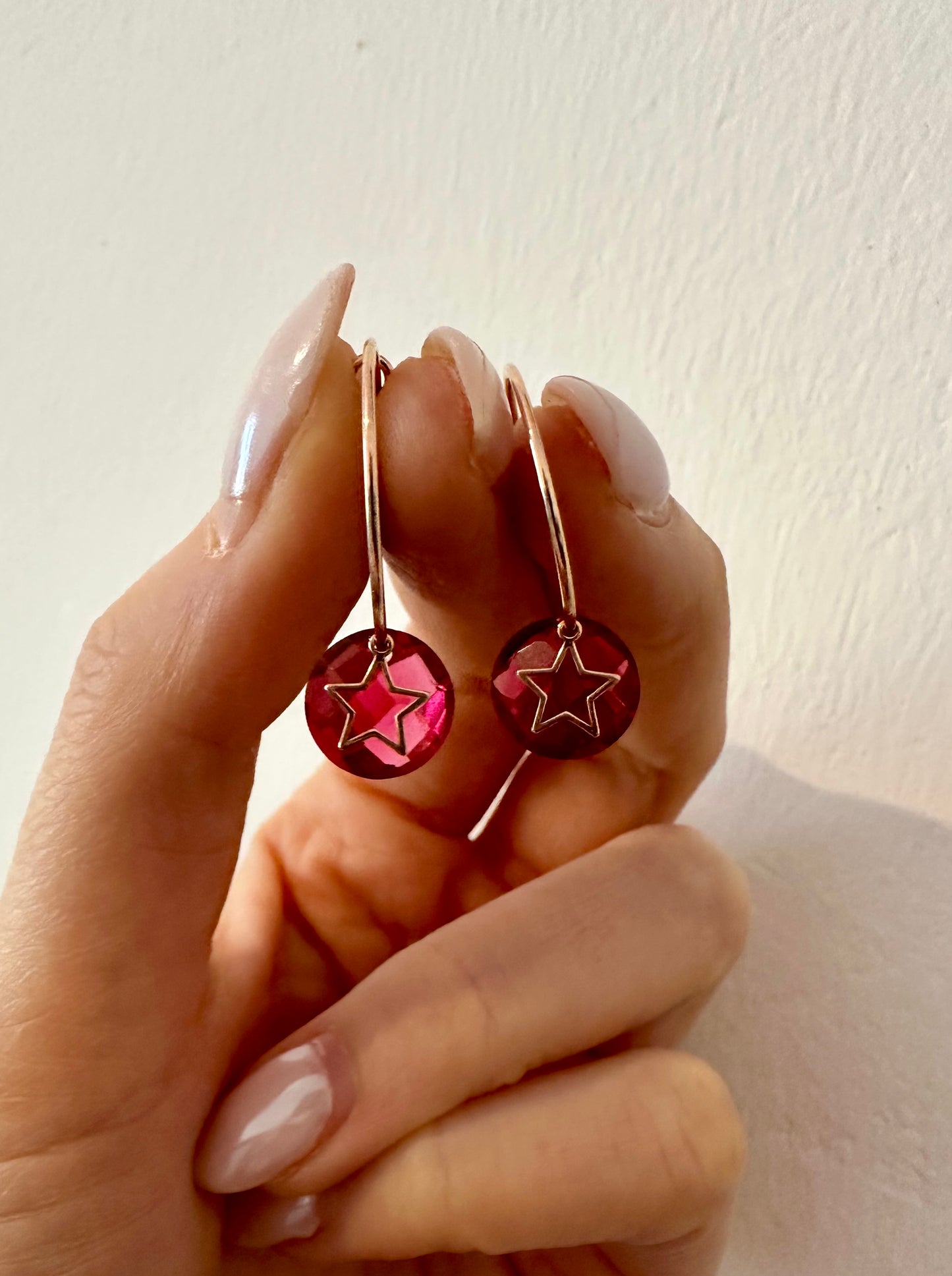 ORECCHINI A CERCHIO CON PIETRA IDROTERMALE E STELLA