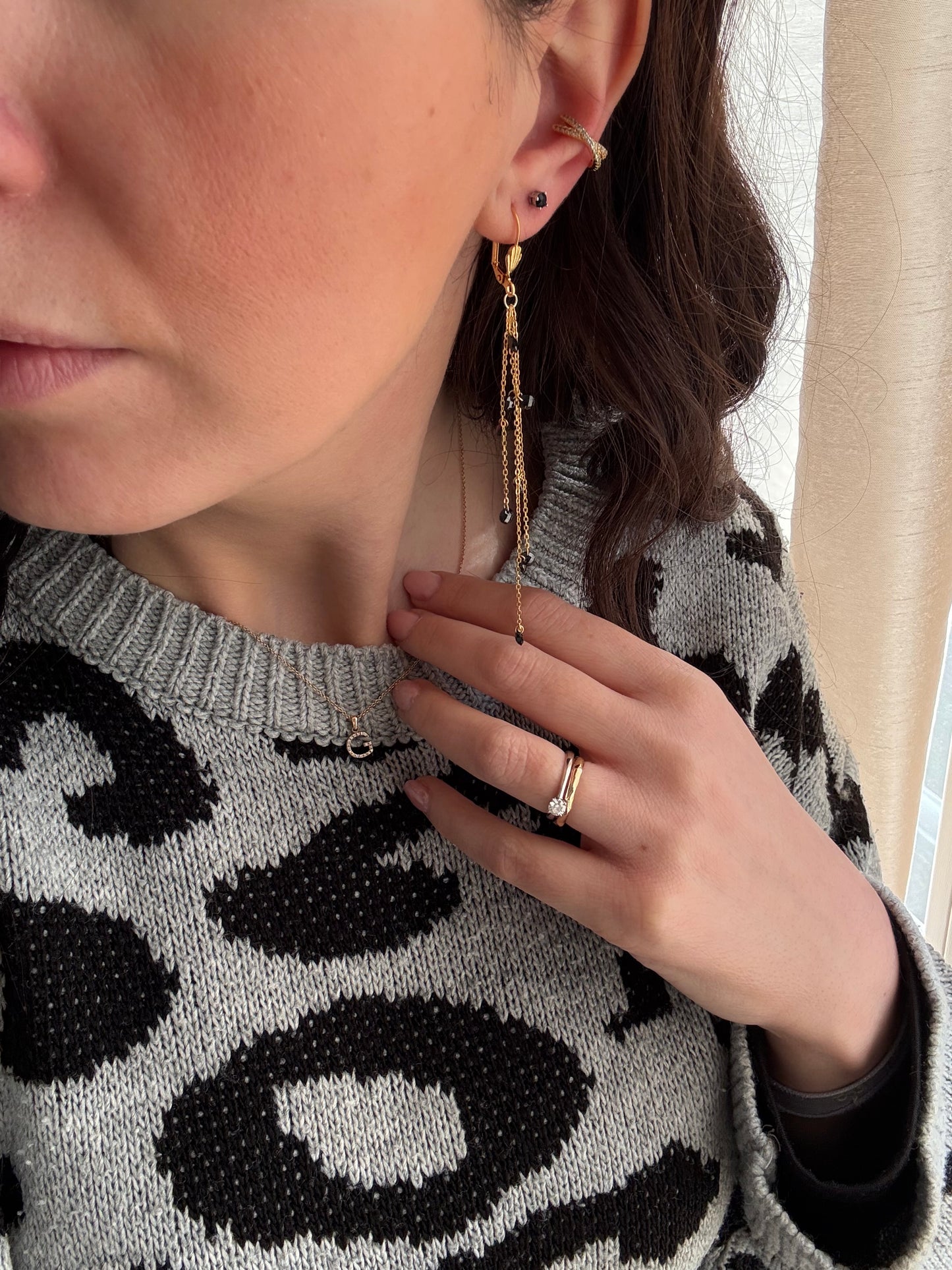 ORECCHINI MONACHELLA CON CASCATA DI CATENELLE CON ZIRCONI