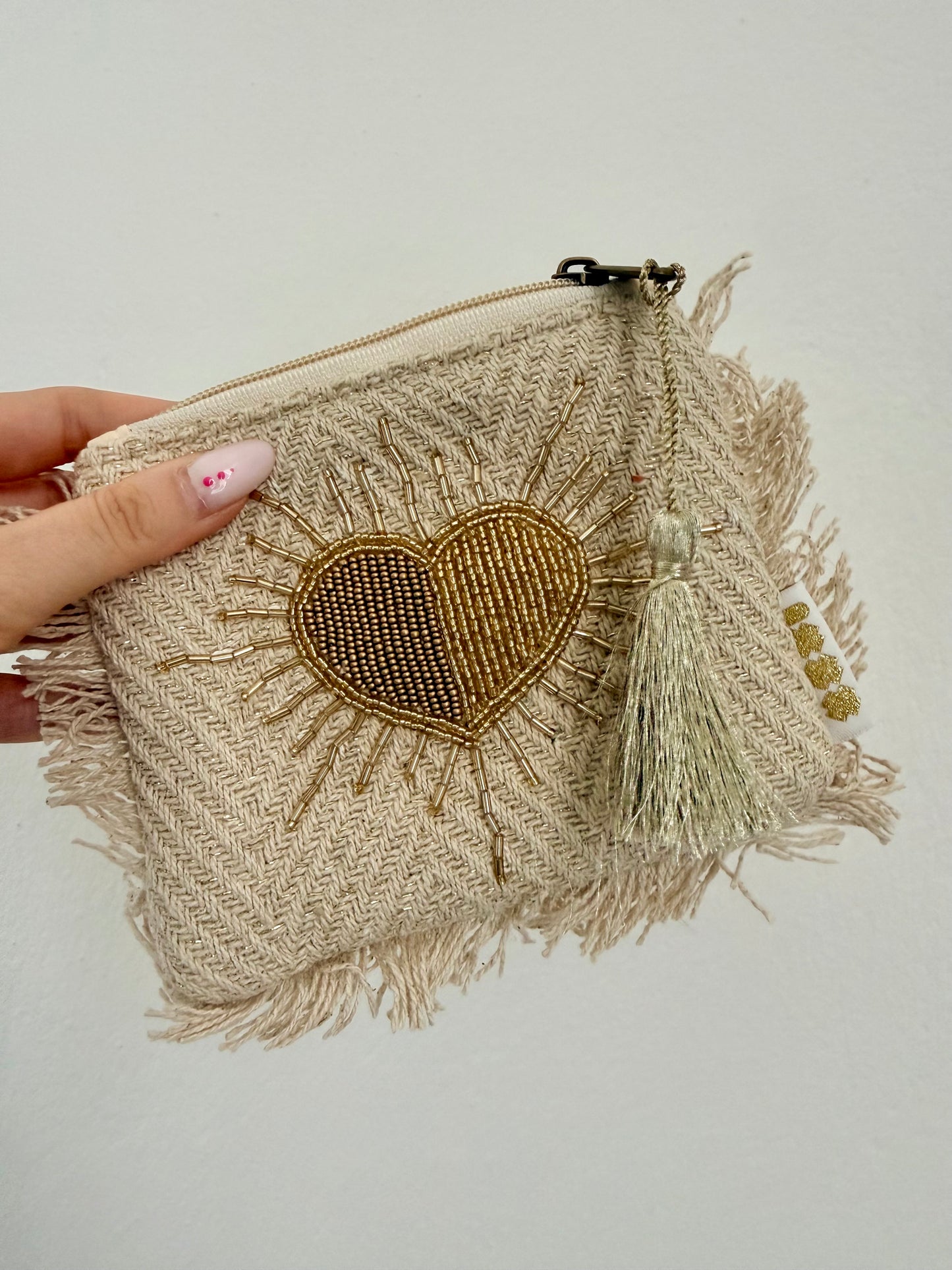 POCHETTE CUORE BIANCO-ORO