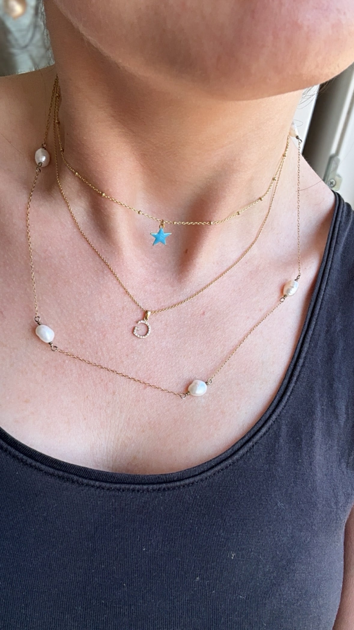 COLLANA CHOKER PALLINE CON STELLA DA 10mm SMALTATA