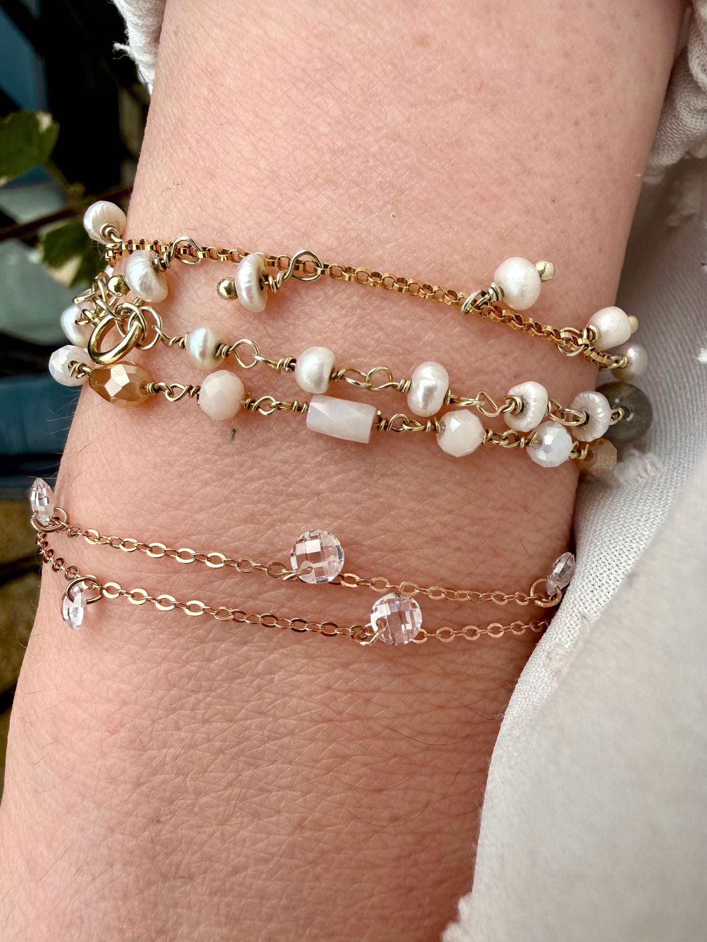 BRACCIALE DOPPIO GIRO IN ARGENTO ROSÉ CON ZIRCONI BIANCHI