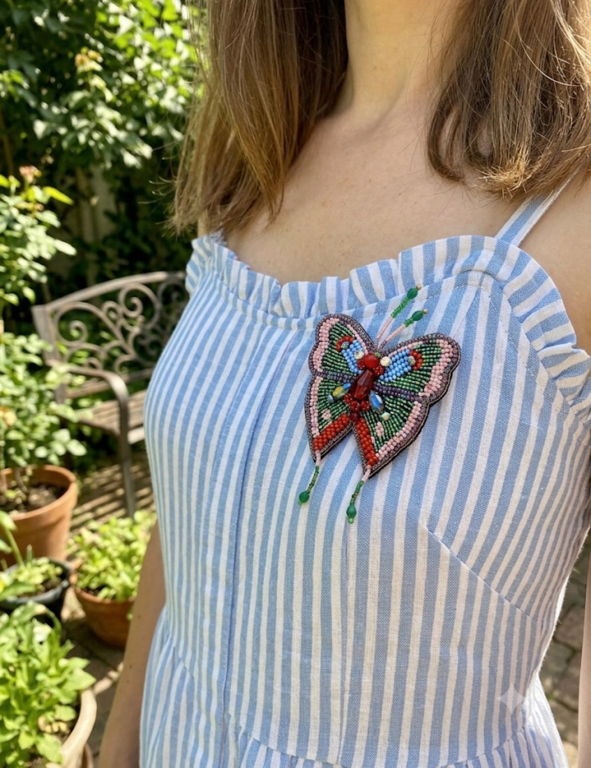 SPILLA FARFALLA ROSSO-VERDE-ROSA