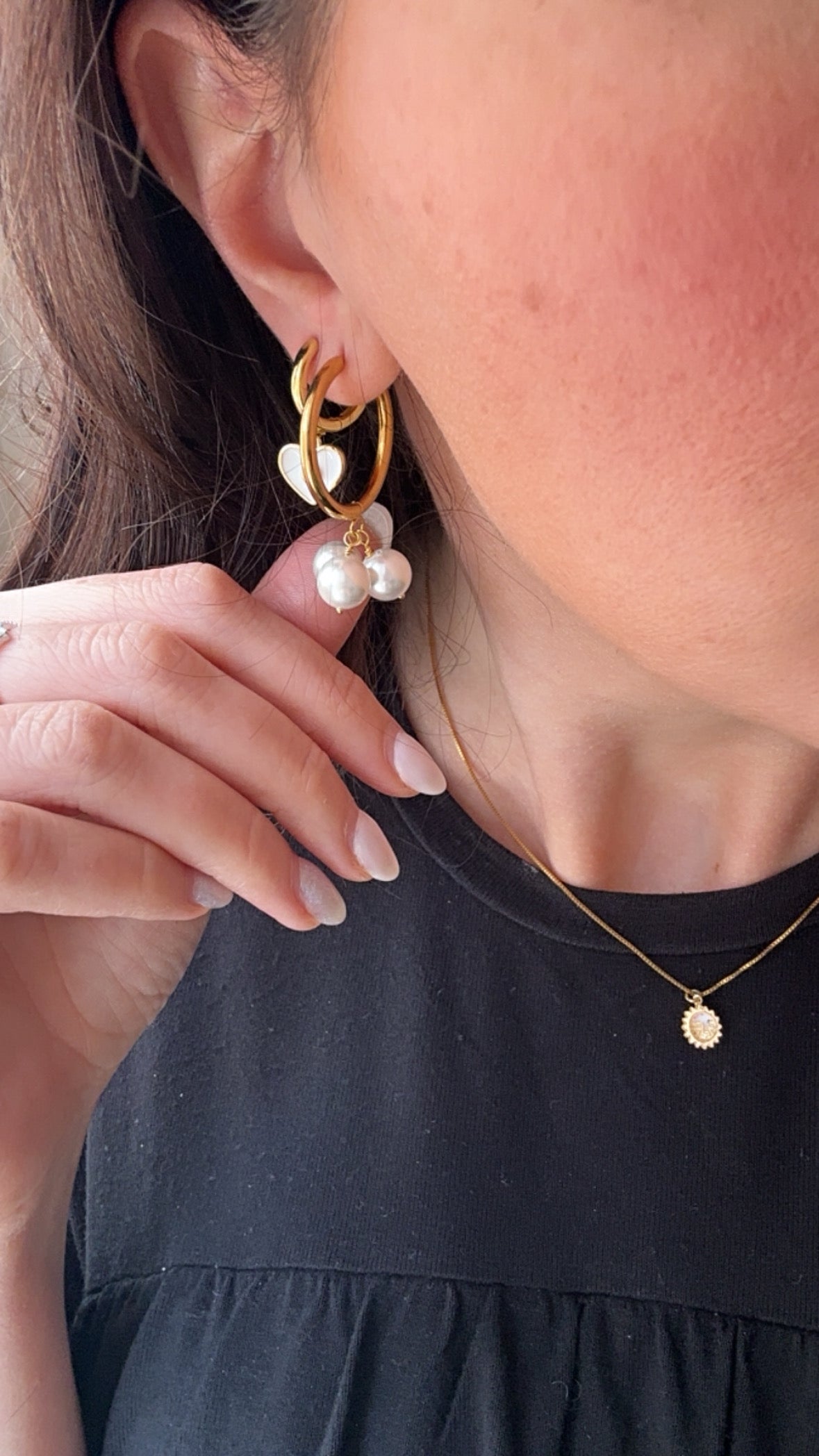 COPPIA ORECCHINI A CERCHIO MAXI PERLE PENDENTI