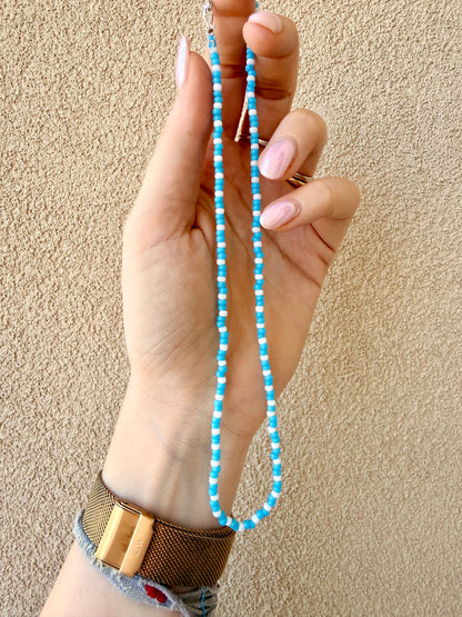 COLLANA CON PERLINE MIYUKI BIANCO E TURCHESE