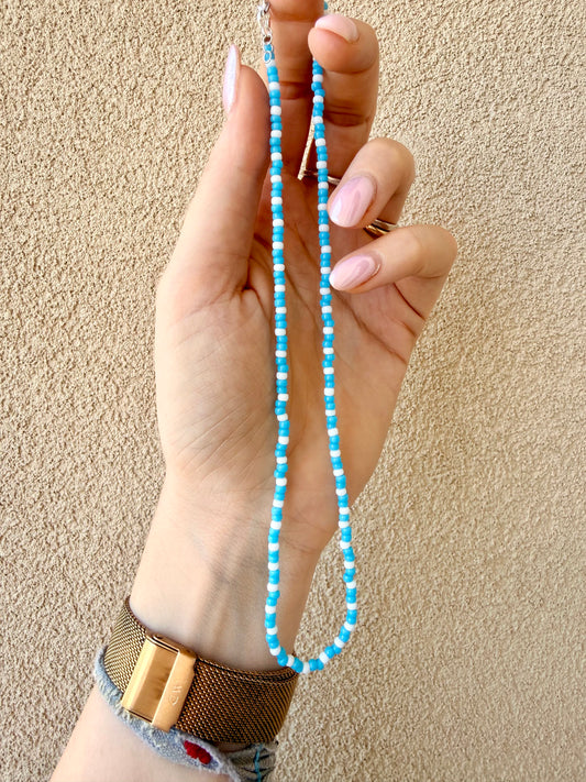 COLLANA CON PERLINE MIYUKI BIANCO E TURCHESE