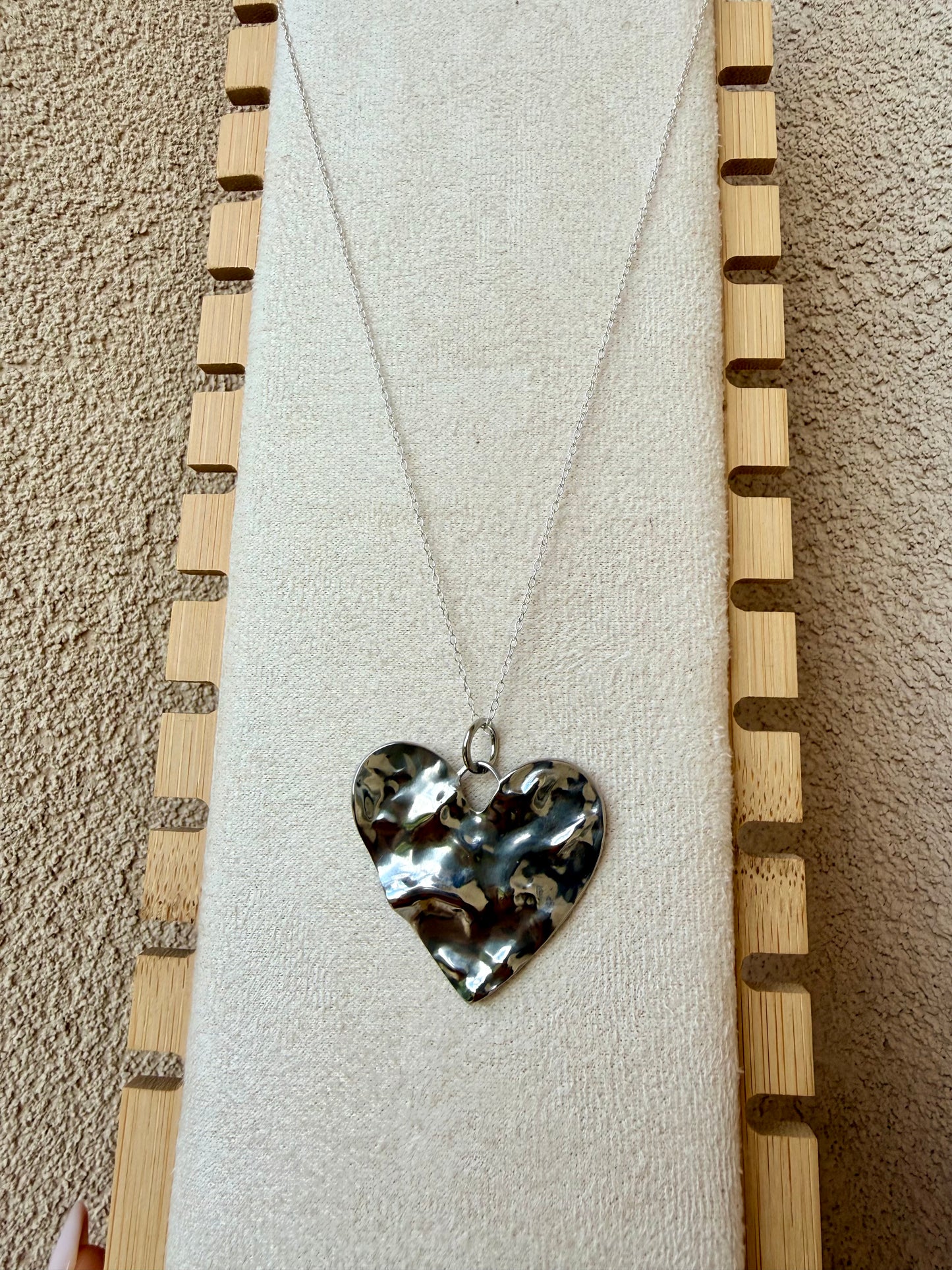 COLLANA CATENA FORZATINA CON CUORE MARTELLATO