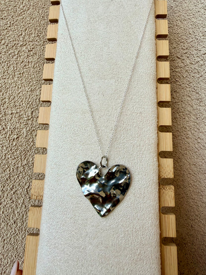 COLLANA CATENA FORZATINA CON CUORE MARTELLATO