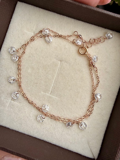 BRACCIALE DOPPIO GIRO IN ARGENTO ROSÉ CON ZIRCONI BIANCHI
