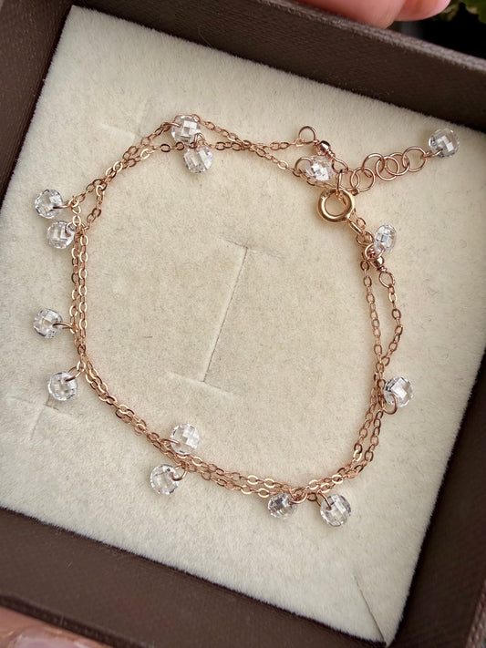 BRACCIALE DOPPIO GIRO IN ARGENTO ROSÉ CON ZIRCONI BIANCHI