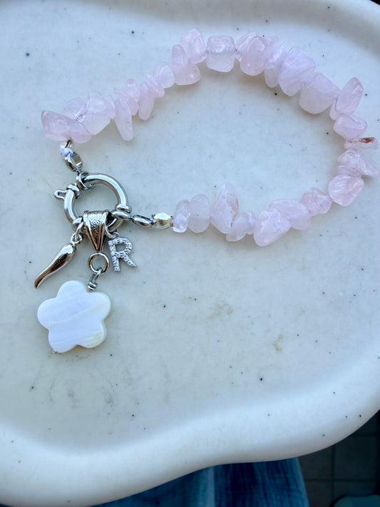 BRACCIALE QUARZO ROSA PERSONALIZZATO