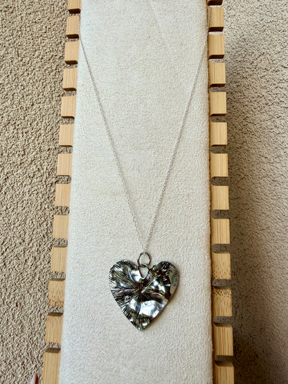 COLLANA CATENA FORZATINA CON CUORE MARTELLATO