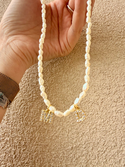COLLANA PERLE D’ACQUA DOLCE CON INIZIALE