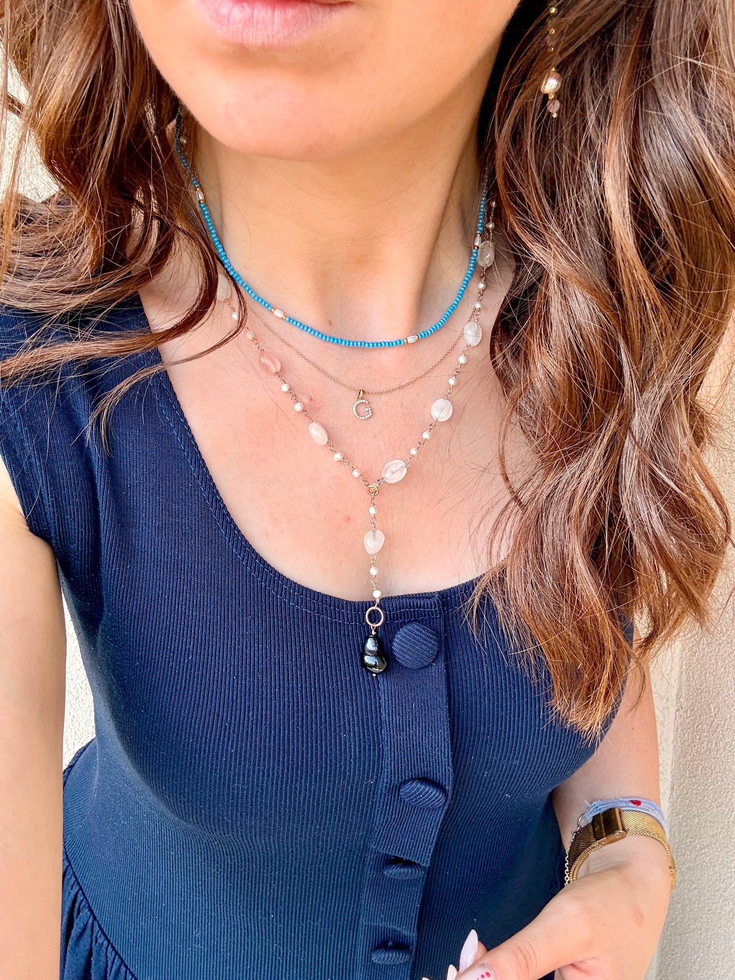 COLLANA PRECIOSA MICRO RONDELLE COLORATE ALTERNATE A MICRO PERLA RISINO NATURALE ARGENTO DORATO