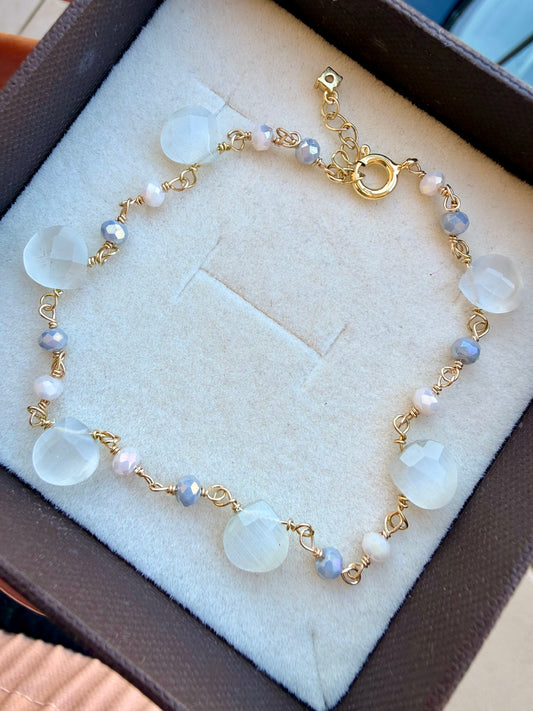 BRACCIALE PIETRE DI LUNA GOCCIA
