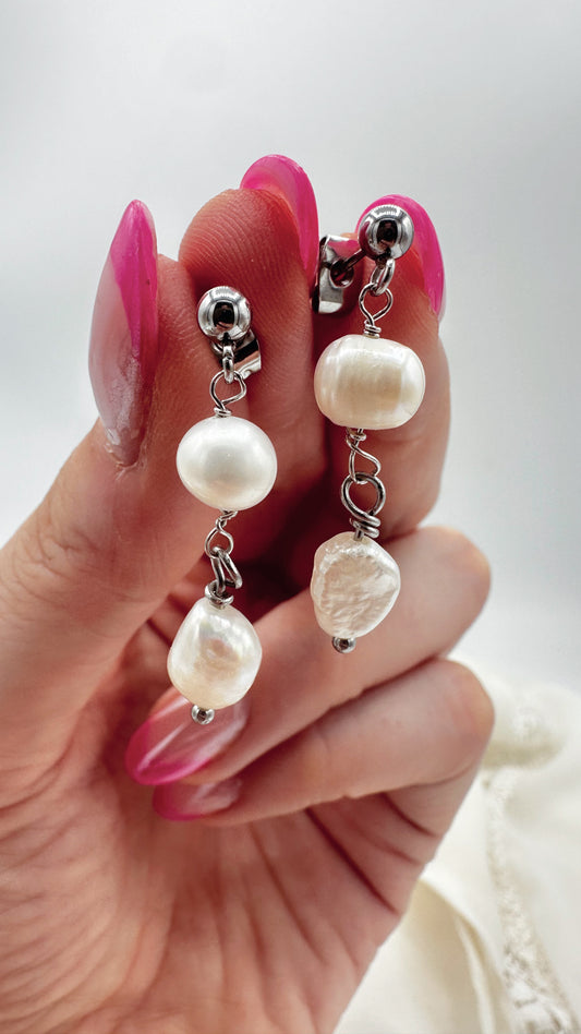 ORECCHINI CON PALLINA E PERLE BAROCCHE + POTATO