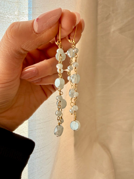 ORECCHINI CON CASCATA DI AGATA GRIGIO CHIARO