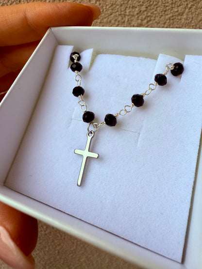 COLLANA ROSARIO CON CROCE