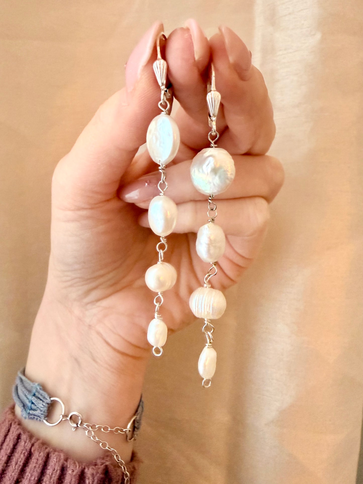 COPPIA ORECCHINI PERLE MULTIFORME PENDENTI