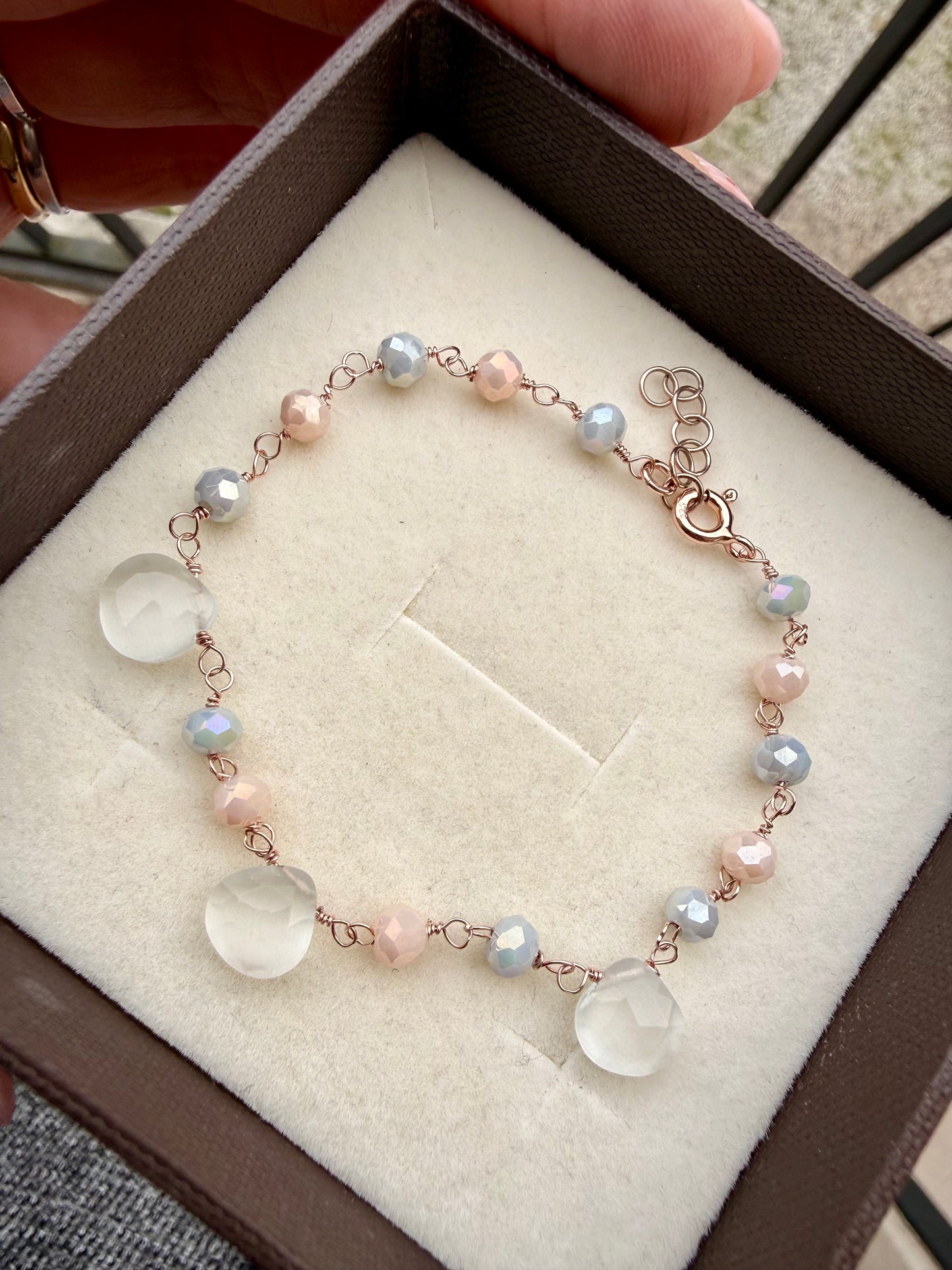 BRACCIALE PIETRE DI LUNA GOCCIA