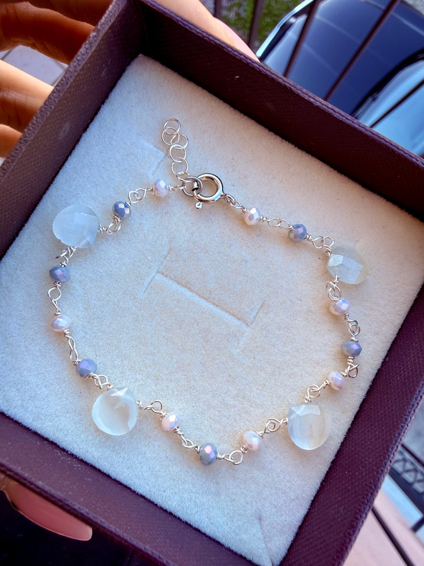 BRACCIALE PIETRE DI LUNA GOCCIA