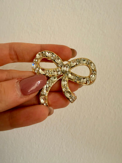 SPILLA GIOIELLO FIOCCO BON TON CON CRISTALLI E STRASS
