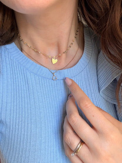 COLLANA CATENA SPECCHIATA CON CUORE