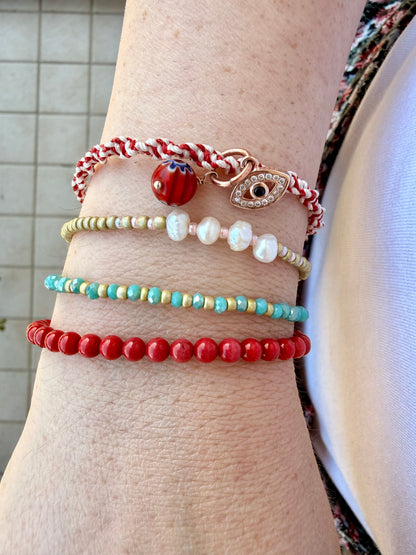 BRACCIALE CORALLO BAMBÙ BASE ARGENTO DORATO