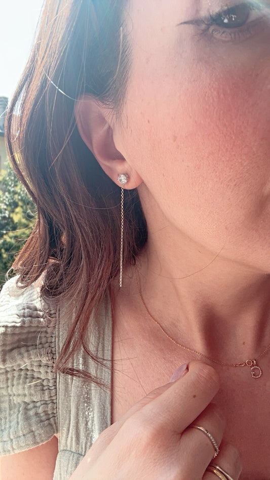 COPPIA PUNTO LUCE DA 0,6 cm ARGENTO CON CATENELLA