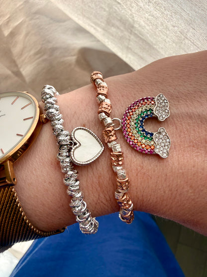 BRACCIALE BICOLORE DADINI MARTELLATI CON ARCOBALENO