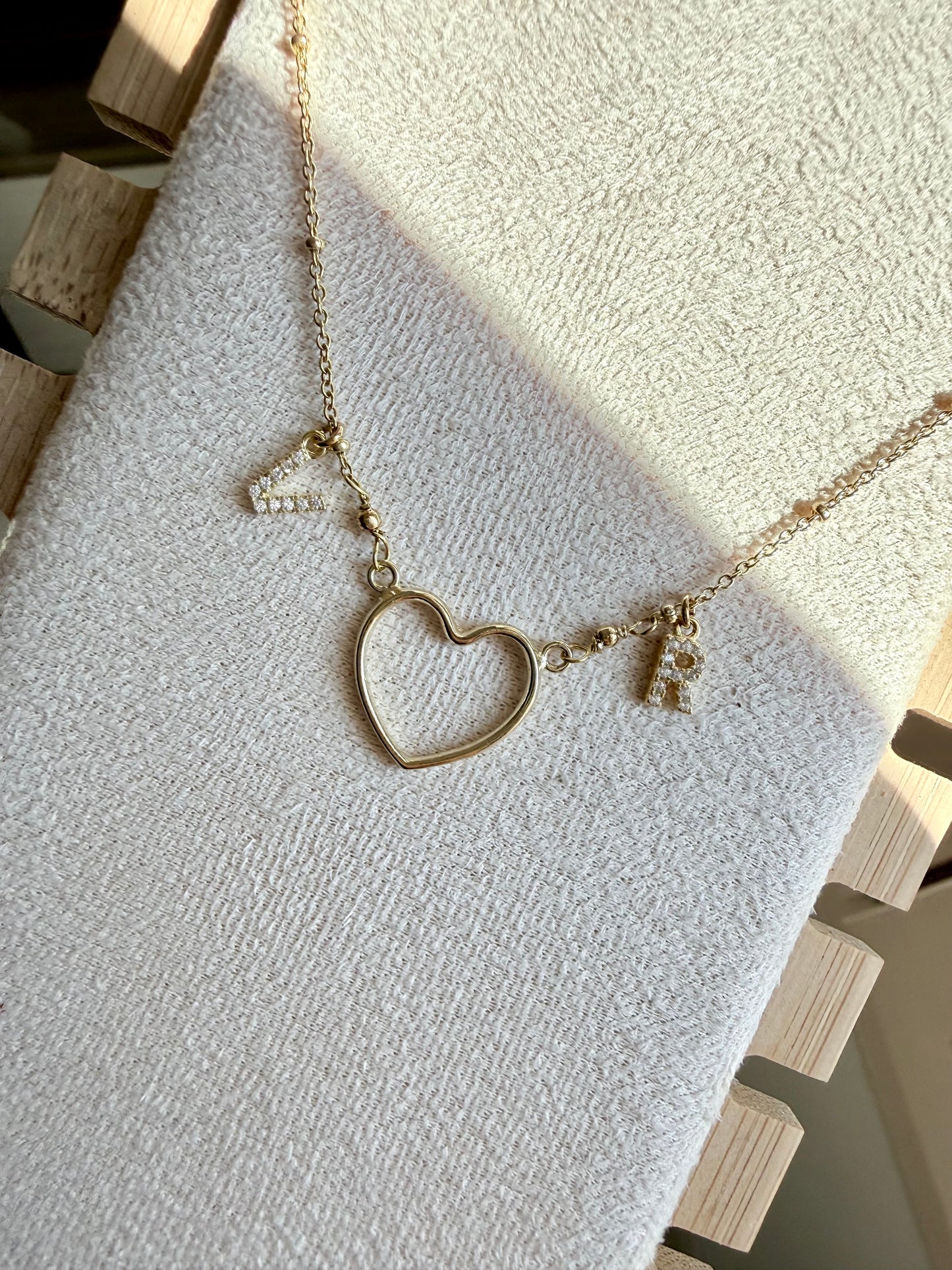 COLLANA CON CUORE VUOTO ED INIZIALI