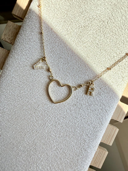 COLLANA CON CUORE VUOTO ED INIZIALI