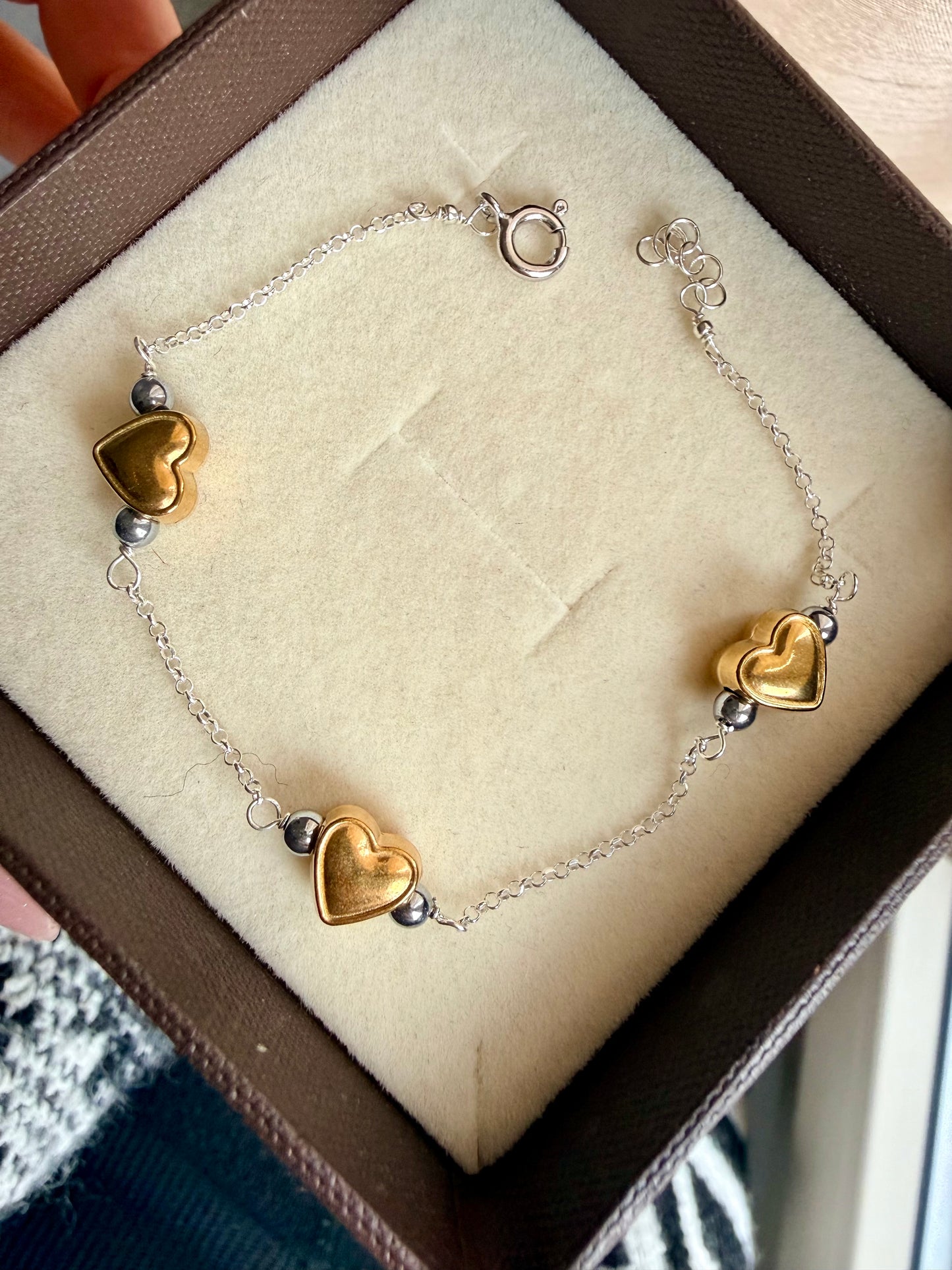 BRACCIALE CATENA ROLÓ ARGENTO ALTERNATA DA CUORI ORO