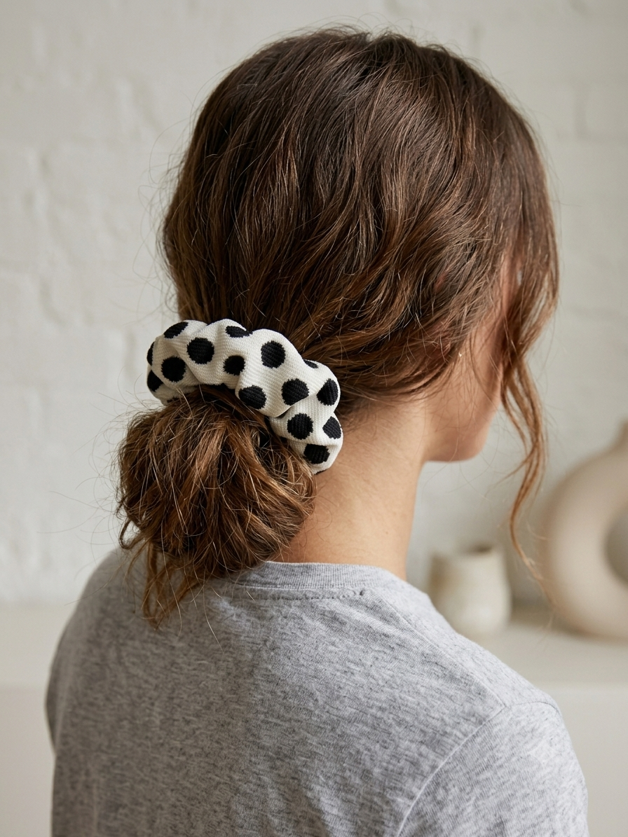 SCRUNCHIE A POIS BIANCO-NERO