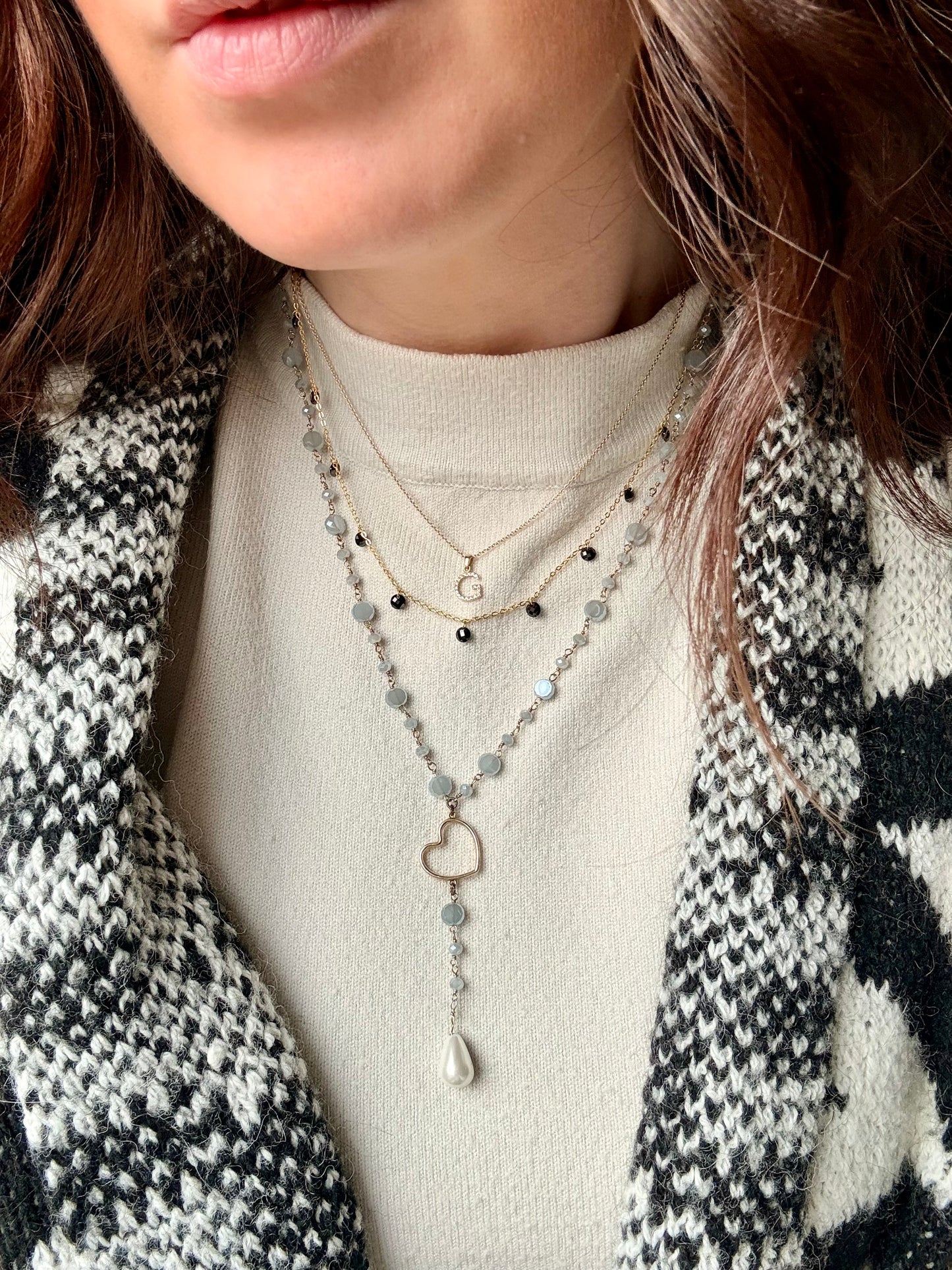 COLLANA CATENA FORZATINA CON CRISTALLI PIATTI NERI