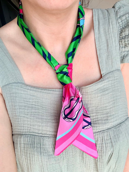 BANDANA FOULARD CON CINTURE ROSA-VERDE-BLU