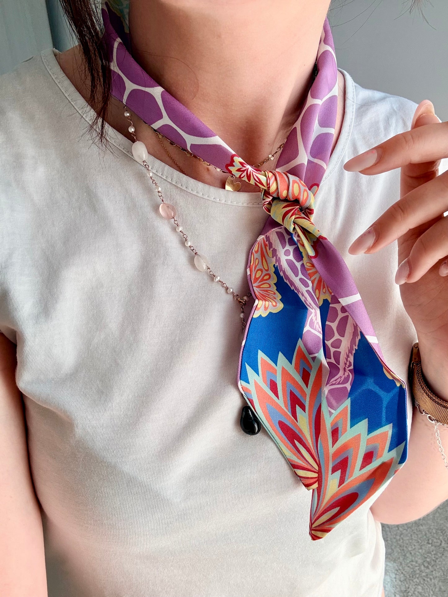 BANDANA FOULARD CON GIRAFFA MULTICOLORE