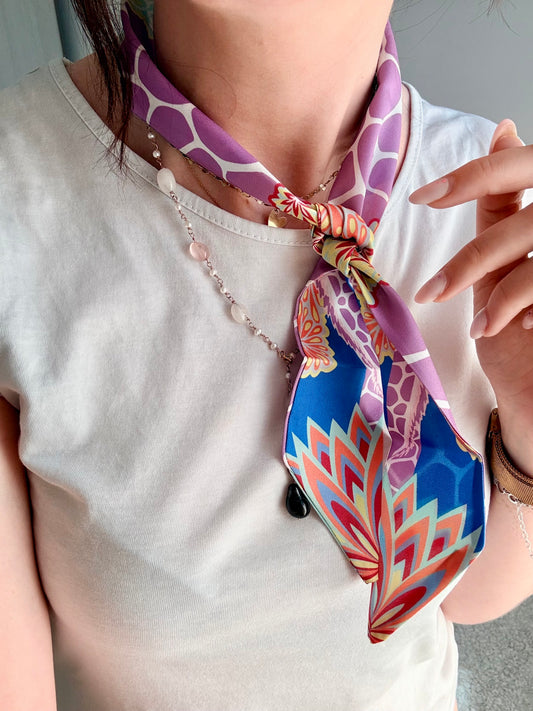 BANDANA FOULARD CON GIRAFFA MULTICOLORE