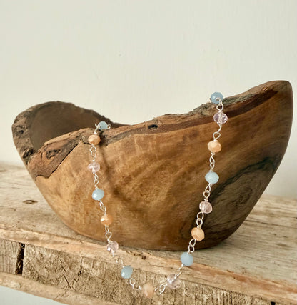 COLLANA CRISTALLI CIPRIA, AZZURRO E ROSA