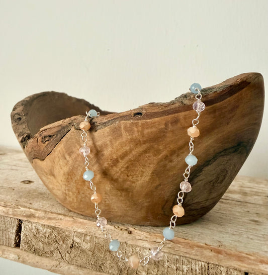 COLLANA CRISTALLI CIPRIA, AZZURRO E ROSA