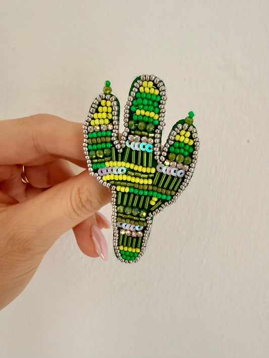 SPILLA CACTUS VERDE MULTICOLORE-ARGENTO