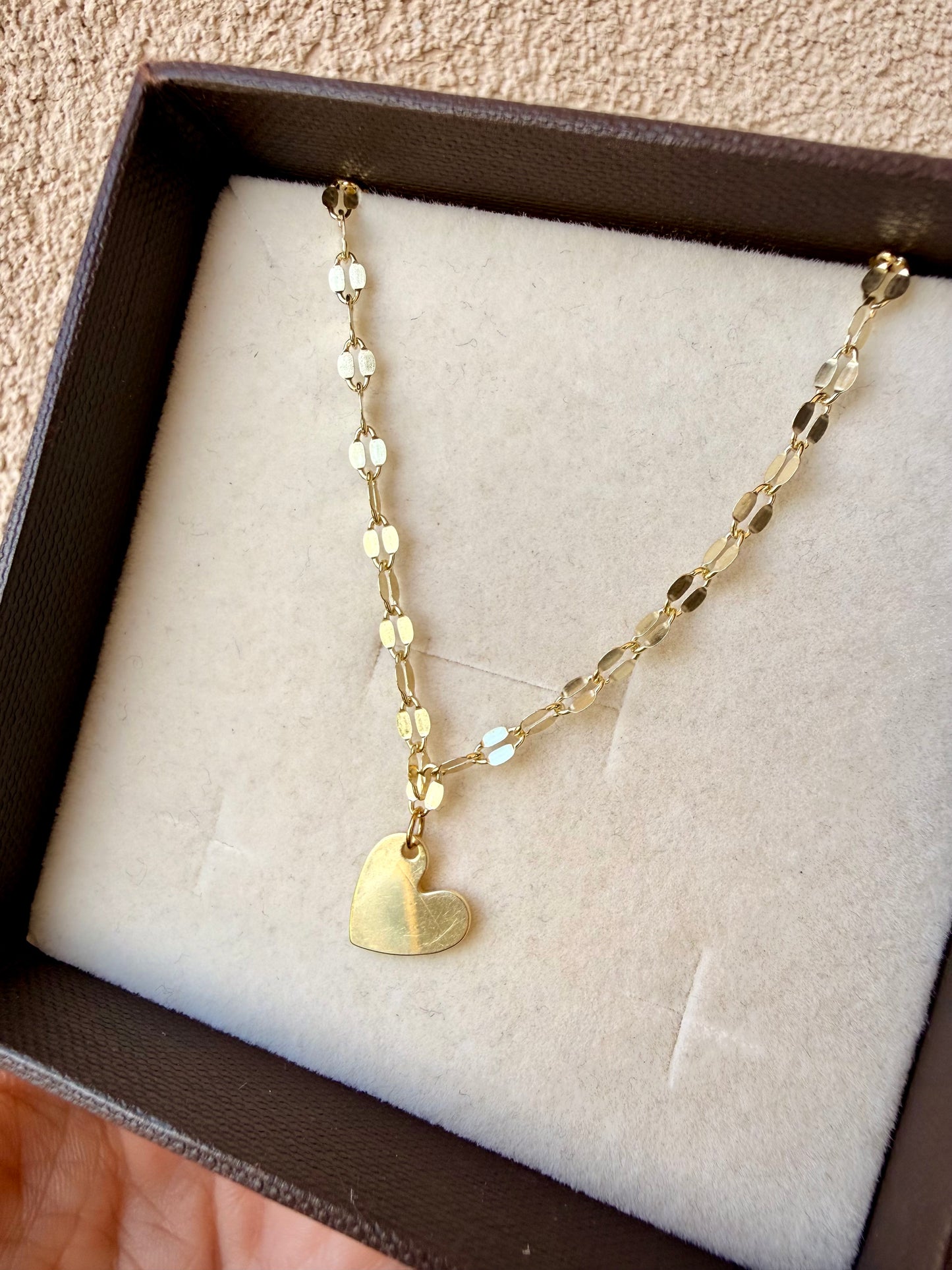 COLLANA CATENA SPECCHIATA CON CUORE