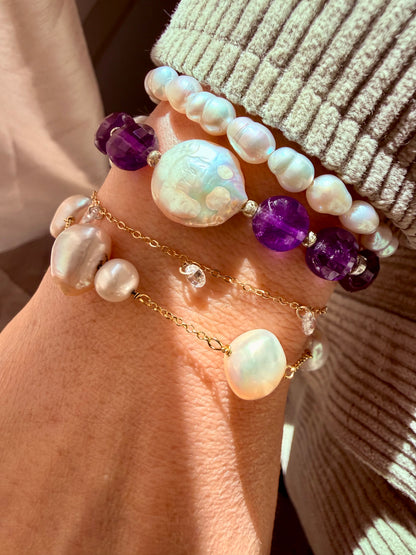 BRACCIALE PERLE NATURALI BASE ARGENTO ROSÉ