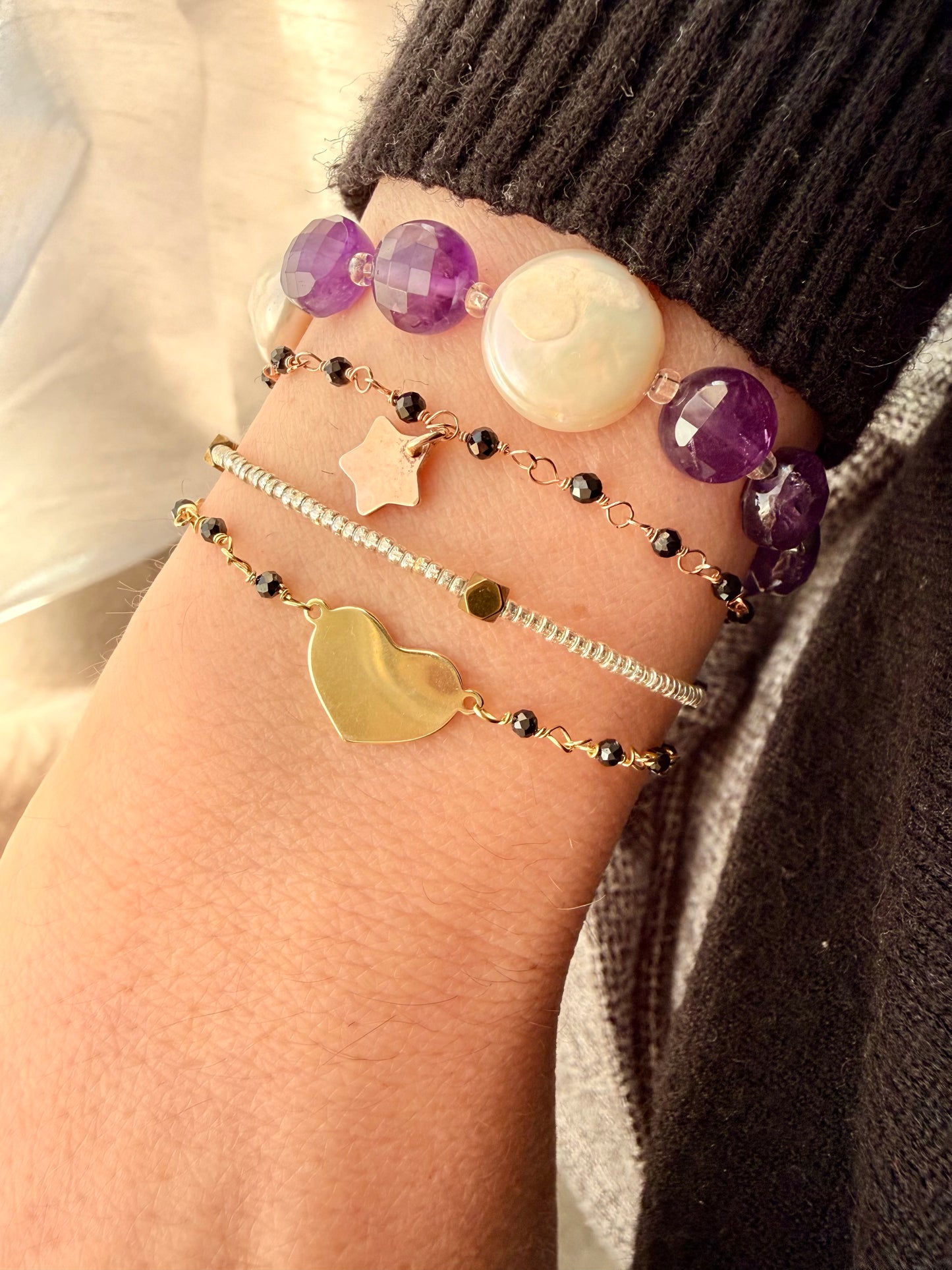 BRACCIALE CRISTALLI CON CUORE