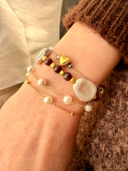 BRACCIALE CATENA PALLINE ALTERNATA A PERLE