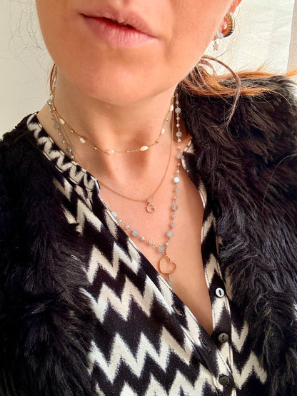 COLLANA PERLE RISINO IRREGOLARI BIANCHE ALTERNATA A SFERE ORO